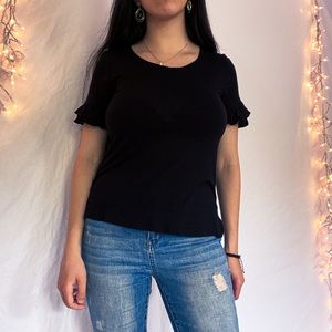 Black Ruffled Sleeve Shirt